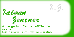 kalman zentner business card